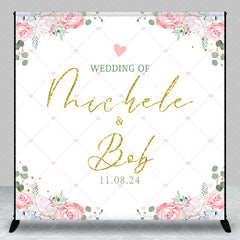 Lofaris White Floral Leaves Custom Name Wedding Backdrop