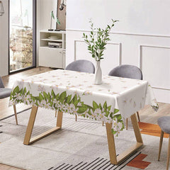 Lofaris White Floral Leaves Simple Rectangle Tablecloth