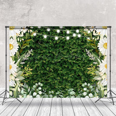 Lofaris White Floral Light Greenery Spring Photo Backdrop