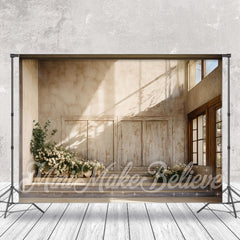 Lofaris White Flower Sunshine Window Retro Wall Backdrop