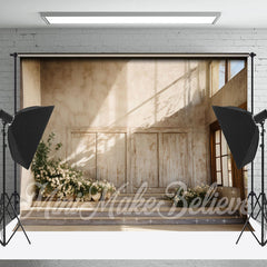 Lofaris White Flower Sunshine Window Retro Wall Backdrop