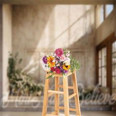 Lofaris White Flower Sunshine Window Retro Wall Backdrop