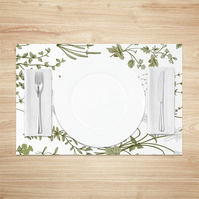 Lofaris White Flowers Leaves Butterfly Set Of 4 Placemats