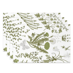 Lofaris White Flowers Leaves Butterfly Set Of 4 Placemats