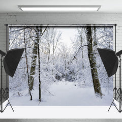 Lofaris White Forest Snow Natural Scenery Photo Backdrop