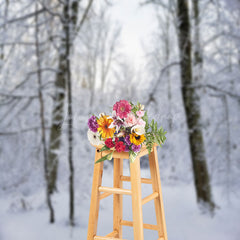 Lofaris White Forest Snow Natural Scenery Photo Backdrop