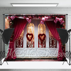 Lofaris White Glass Door Floral Heart Valentine Day Backdrop