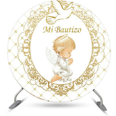 Lofaris White Gold Angel Baby Mi Bautizo Baptism Backdrop