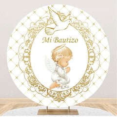 Lofaris White Gold Angel Baby Mi Bautizo Baptism Backdrop