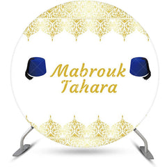 Lofaris White Gold Blue Hat Mabrouk Tahara Round Backdrop