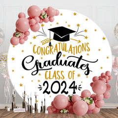 Lofaris White Gold Cap Class 2024 Round Graduation Backdrop