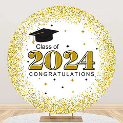 Lofaris White Gold Class 2024 Round Congrats Grad Backdrop