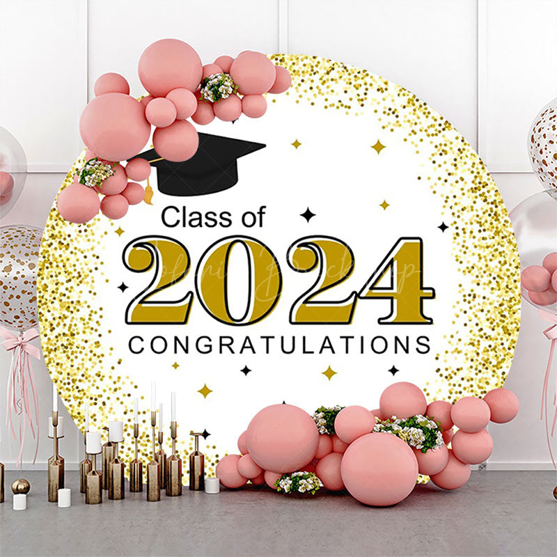 Lofaris White Gold Class 2024 Round Congrats Grad Backdrop