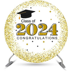 Lofaris White Gold Class 2024 Round Congrats Grad Backdrop