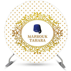 Lofaris White Gold Dots Hat Mabrouk Tahara Round Backdrop