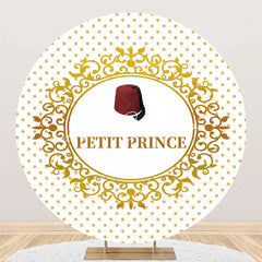 Lofaris White Gold Dots Red Hat Petit Prince Round Backdrop