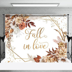 Lofaris White Gold Floral Fall In Love Backdrop For Wedding