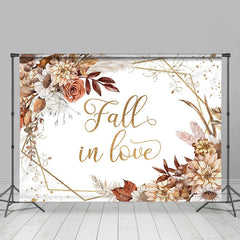 Lofaris White Gold Floral Fall In Love Backdrop For Wedding