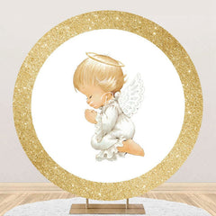 Lofaris White Gold Glitter Angel Baby Backdrop For Baptism