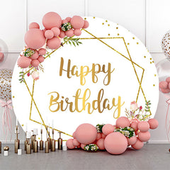 Lofaris White Gold Glitter Floral Round Birthday Backdrop