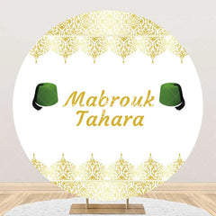 Lofaris White Gold Green Hat Mabrouk Tahara Round Backdrop