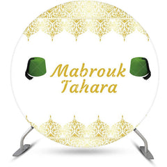 Lofaris White Gold Green Hat Mabrouk Tahara Round Backdrop