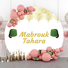 Lofaris White Gold Green Hat Mabrouk Tahara Round Backdrop