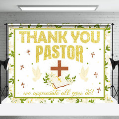 Lofaris White Gold Leaf Thank You Pastor Appreciate Backdrop