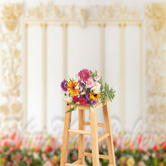 Lofaris White Gold Luxry Embossed Floral Photoshoot Backdrop