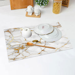 Lofaris White Gold Marble Texture Modern Set Of 4 Placemats