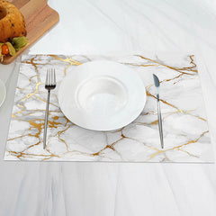 Lofaris White Gold Marble Texture Modern Set Of 4 Placemats