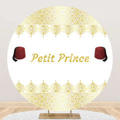 Lofaris White Gold Red Fez Hat Petit Prince Round Backdrop