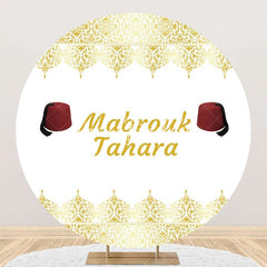 Lofaris White Gold Red Hat Mabrouk Tahara Round Backdrop