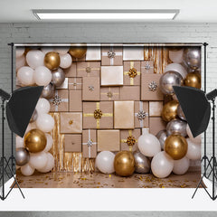 Lofaris White Gold Silver Balloons Gifts Cake Smash Backdrop