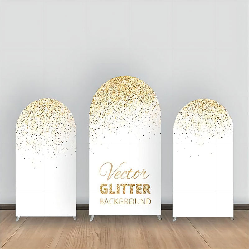 Lofaris White Gold Vector Glitter Party Arch Backdrop Kit