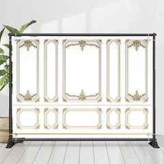 Lofaris White Golden Pattern Elegant Retro Wall Backdrop