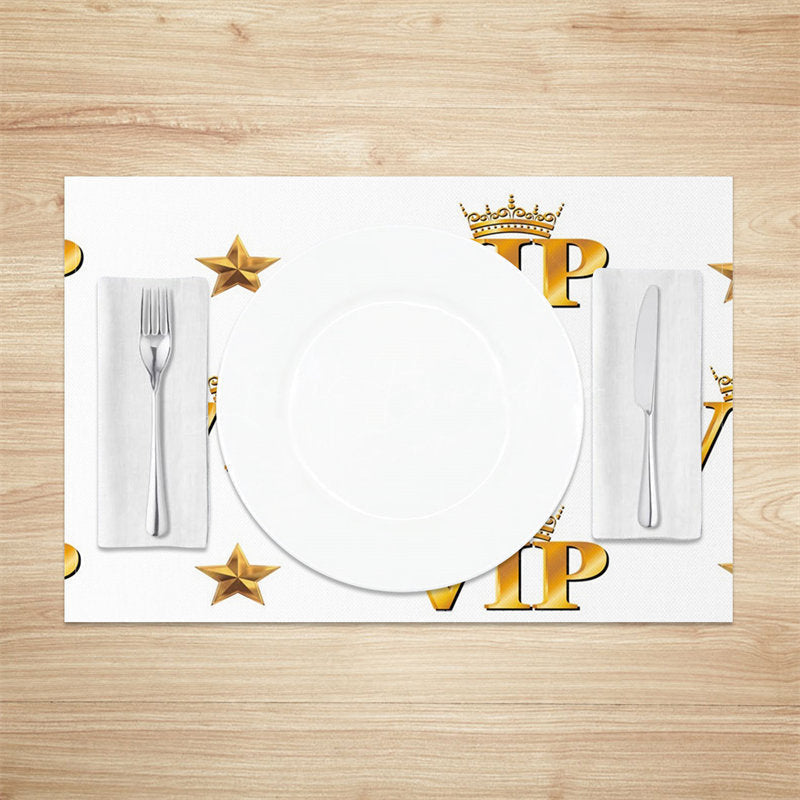 Lofaris White Golden Star Crown Repeat Set Of 4 Placemats