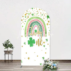 Lofaris White Green Gold Glitter 1st Birthday Arch Backdrop