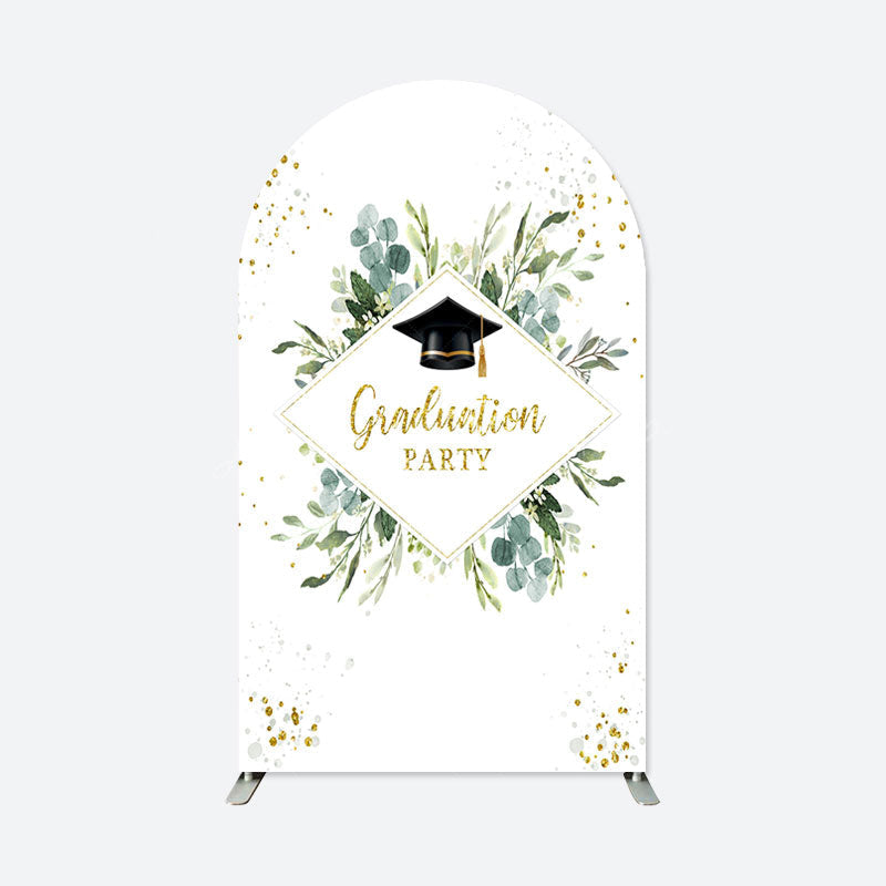 Lofaris White Green Leaves Graduation Party Arch Backdrop