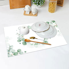 Lofaris White Green Leaves Nature Spring Set Of 4 Placemats