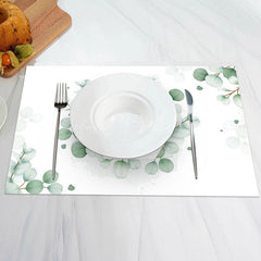 Lofaris White Green Leaves Nature Spring Set Of 4 Placemats