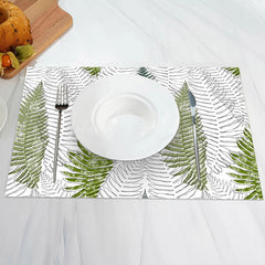 Lofaris White Green Natural Leaf Vintage Set Of 4 Placemats