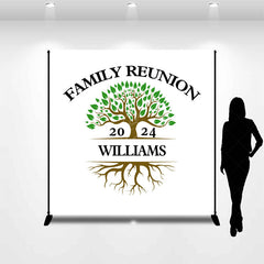 Lofaris White Green Tree Custom Name Family Reunion Backdrop