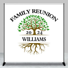 Lofaris White Green Tree Custom Name Family Reunion Backdrop