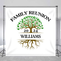 Lofaris White Green Tree Custom Name Family Reunion Backdrop