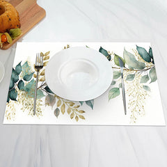 Lofaris White Green Yellow Leaf Vintage Set Of 4 Placemats