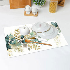 Lofaris White Green Yellow Leaf Vintage Set Of 4 Placemats