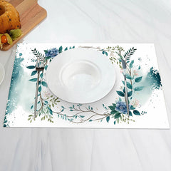 Lofaris White Greenery Floral Ink Spring Set Of 4 Placemats