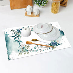 Lofaris White Greenery Floral Ink Spring Set Of 4 Placemats