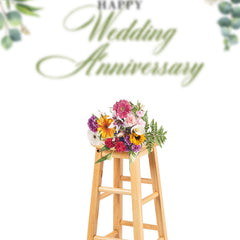 Lofaris White Greenery Happy Wedding Anniversary Backdrop